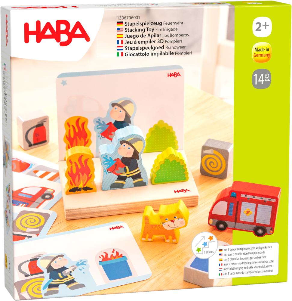 Haba-Dřevěná stohovací hra s předlohami Požárníci