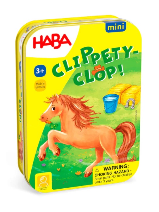Haba-Mini hra v kovové krabici Hop! Hop! Koník