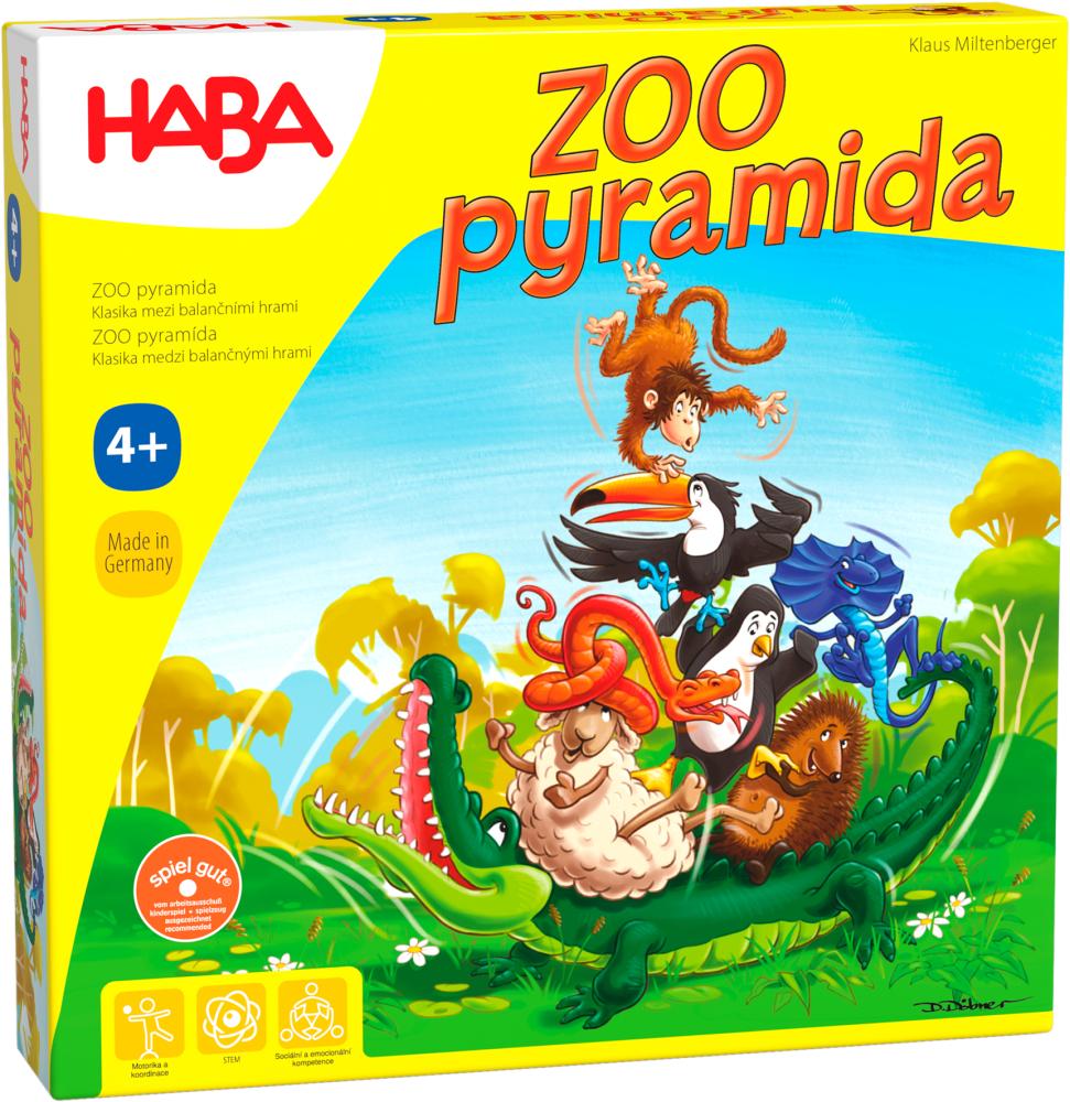 Haba-Společenská hra pro děti na rozvoj motoriky ZOO pyramida SK CZ verze