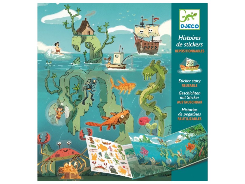 Djeco Příběh s přemístitelnými samolepkami Podmořská dobrodružství