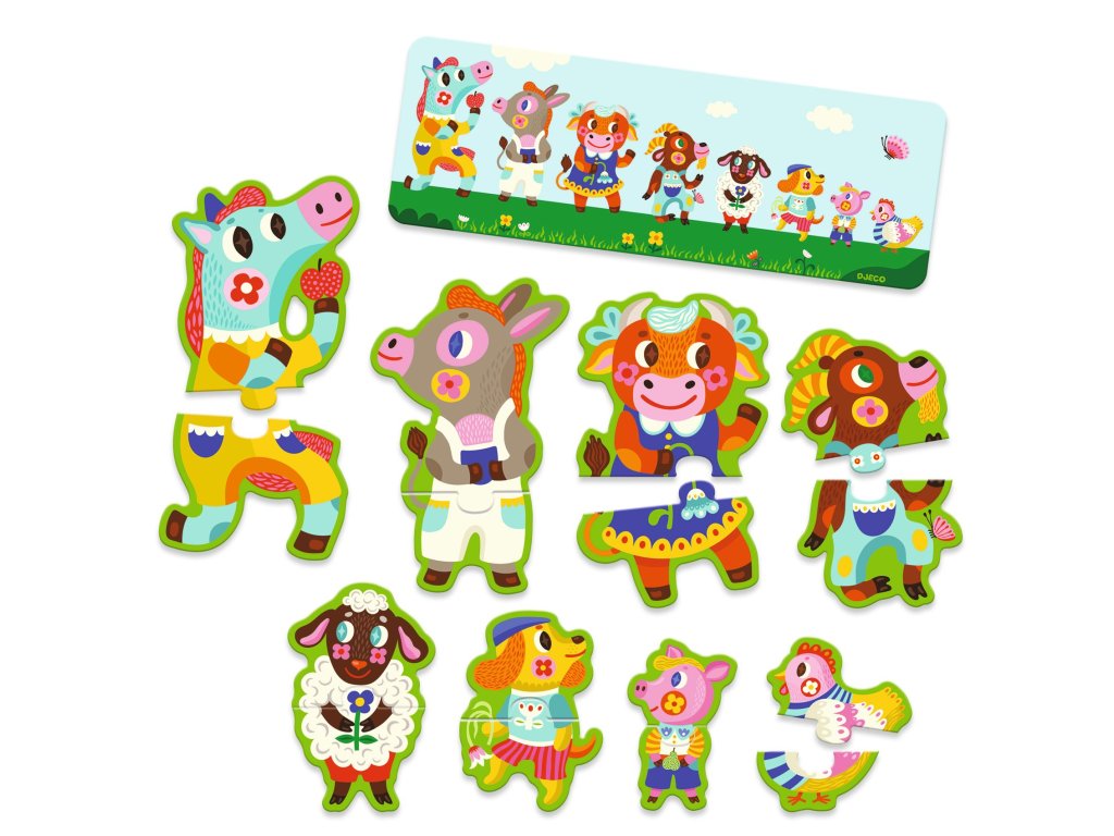DJECO Puzzle Big and small on the farm - 16 pcs