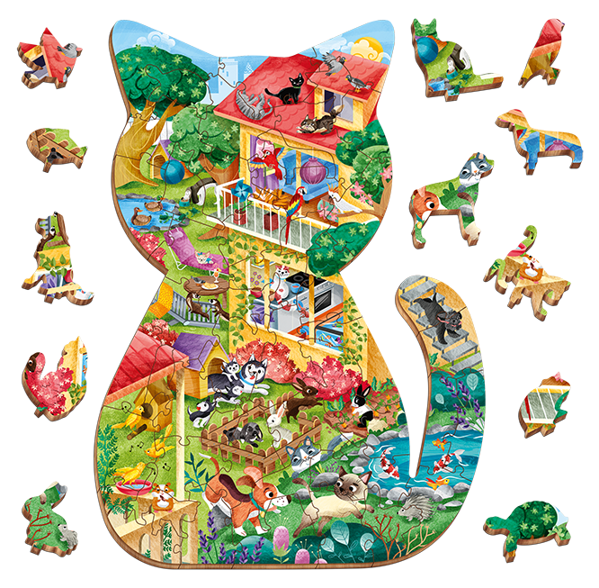Ludattica dřevěné puzzle Domácí zvířátka - 48 dílů