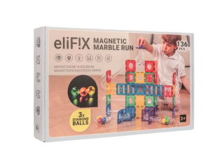eliNeli Magnetická stavebnice EliFix fresh - kuličková dráha 136 ks + svítící kuličky